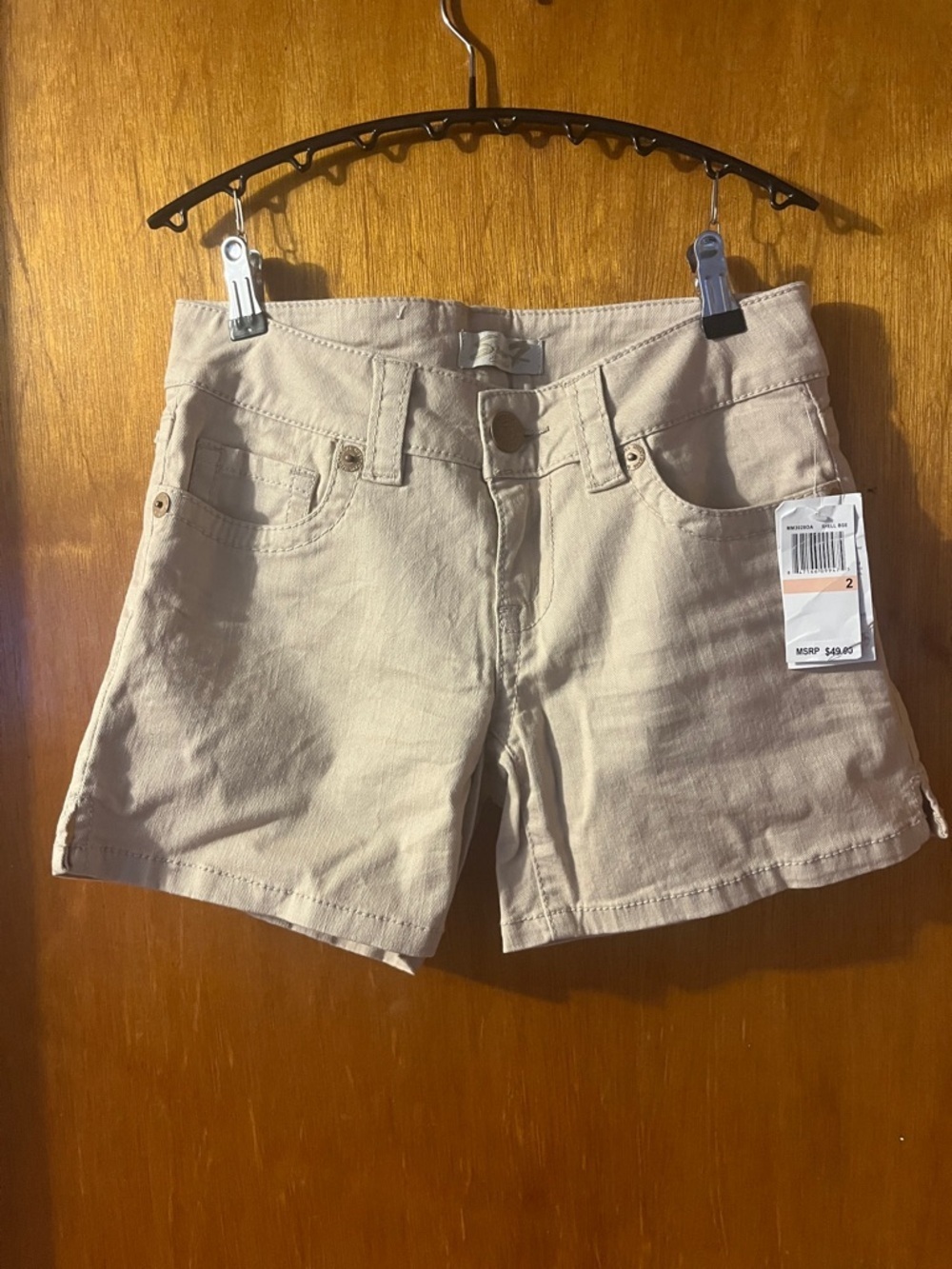 Woman’s Seven7 Beige Cotton Blend Jean Shorts 2